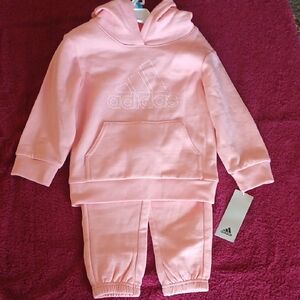 Adidas Light Pink Kids Hoodie and Jogger Set